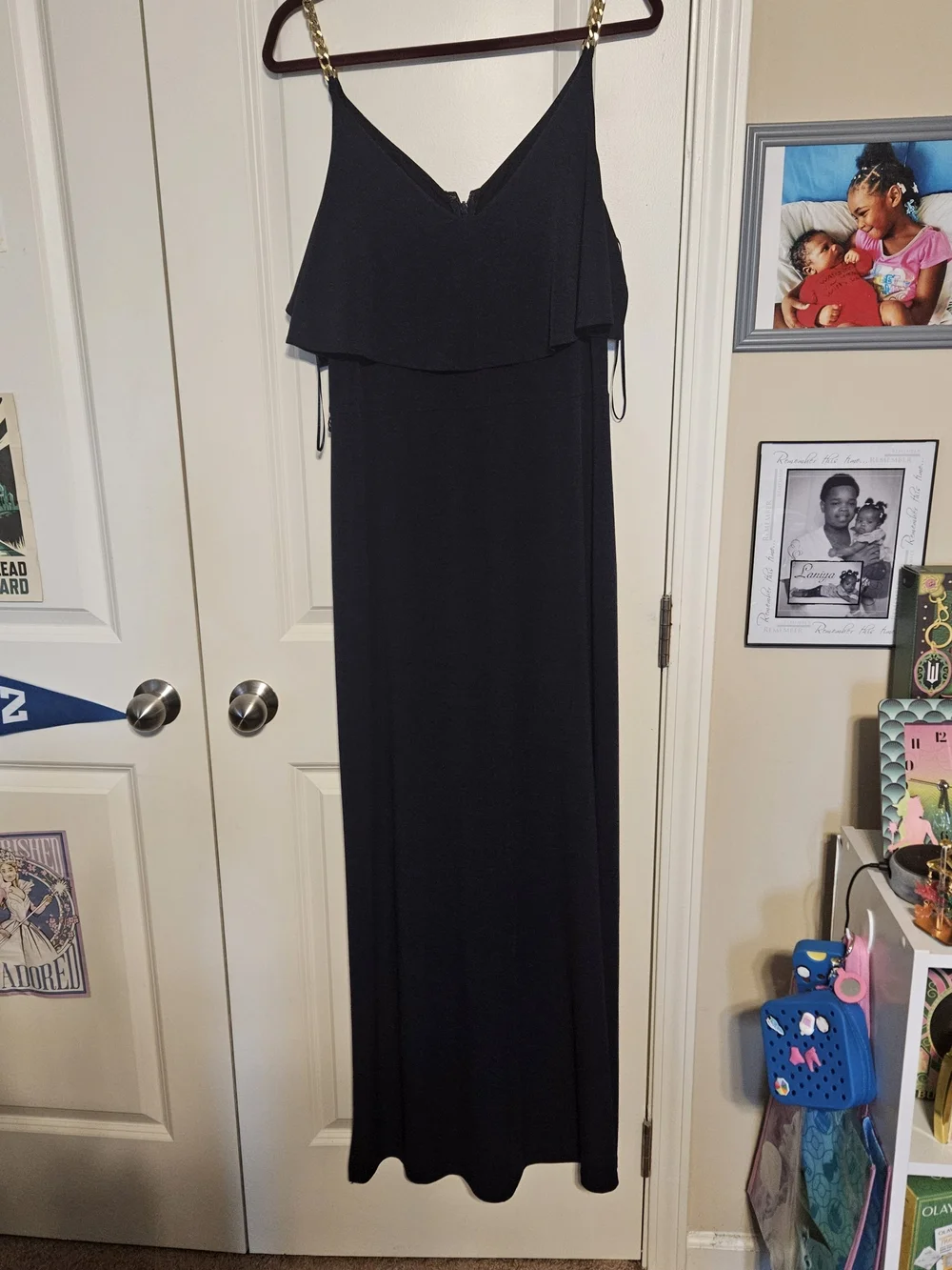 MICHAEL Michael Kors Dark Blue Sleeveless MaxiDress With Side Slits.